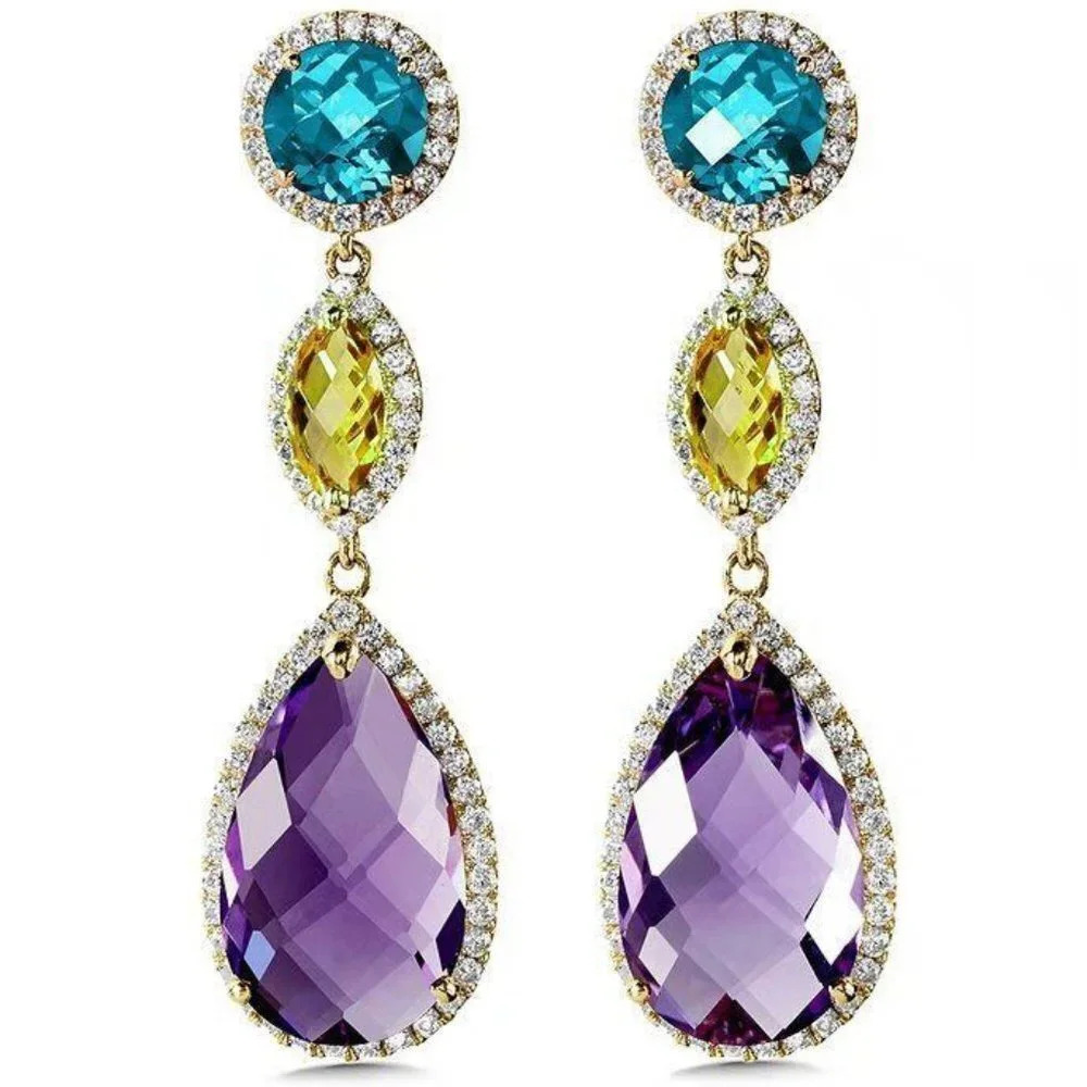 🎁Three Colors & Shapes Vintage Noble Water Drop Dangle Earring, UNVN12438